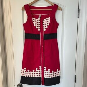 Floreat Red Mini Sundress with Scoop Neck and Sleeveless Design